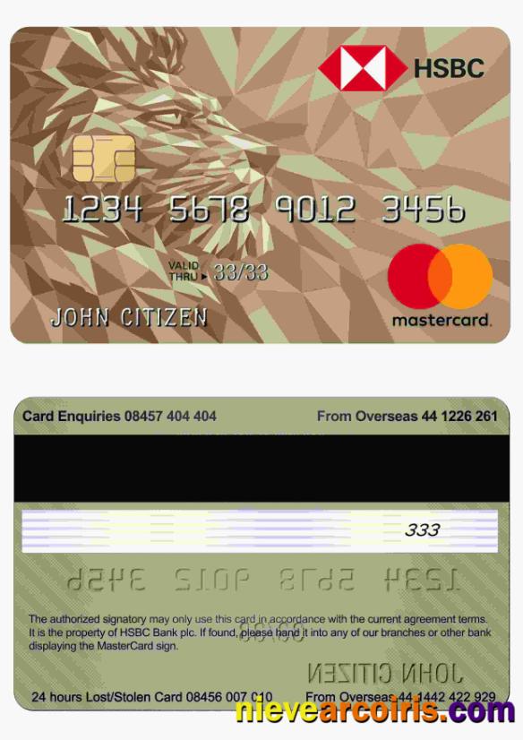 United Kingdom HSBC Gold mastercard credit card